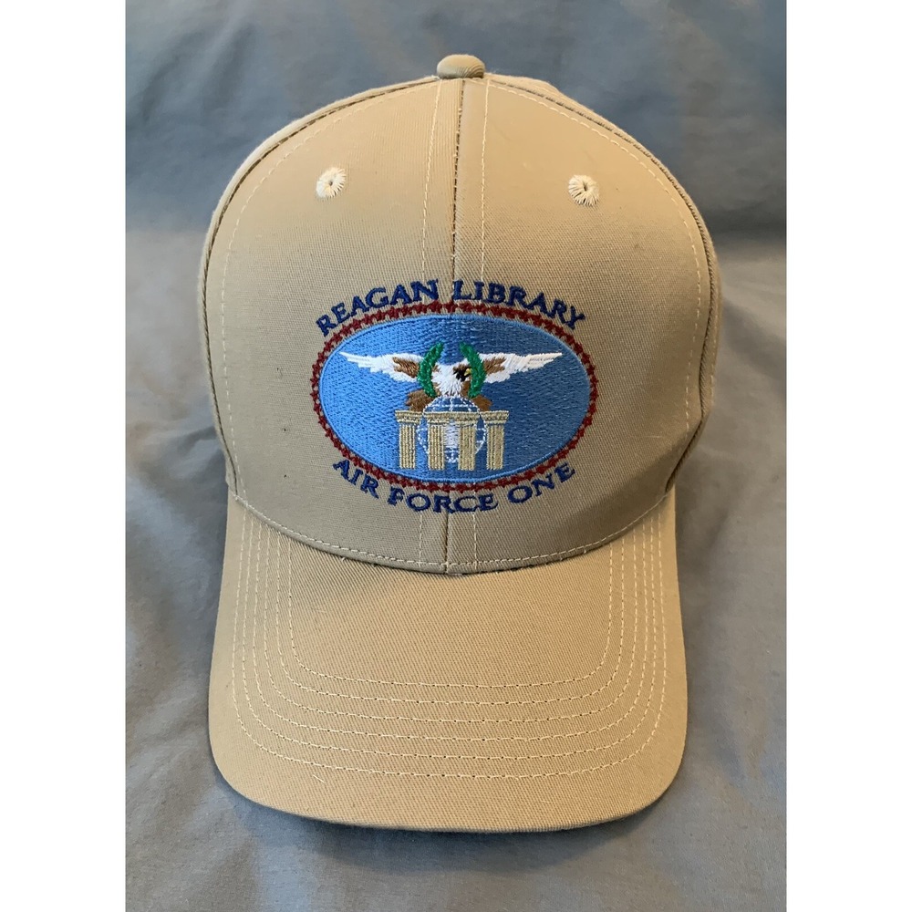 VTG RONALD REAGAN LIBRARY AIR FORCE ONE HAT BALL CAP‎ KHAKI TAN